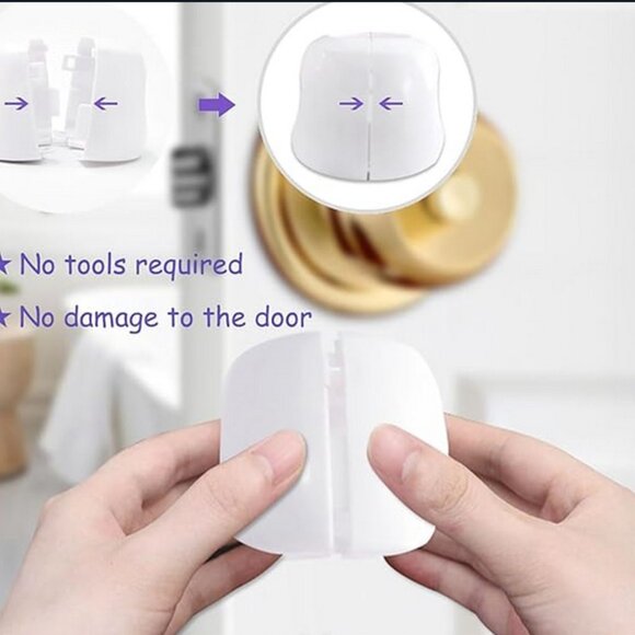 Child Proof Door Knob Covers, 4-Pack Door Knob Safety Cover for Kids, Door Locks - Picture 2 of 7